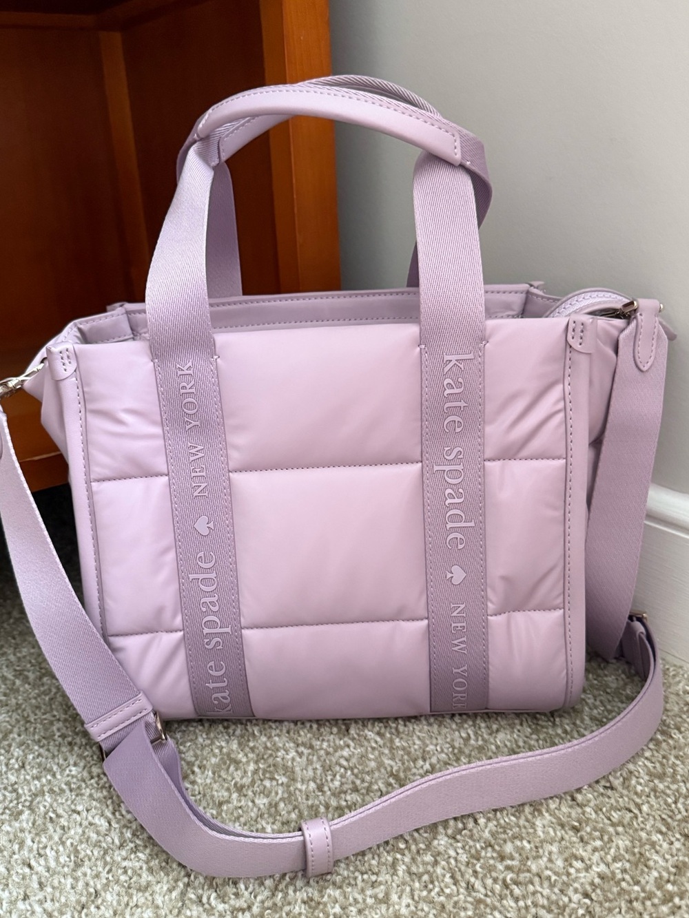 Kate Spade Kip Puffy Small Tote in Lavender Smoke NWT